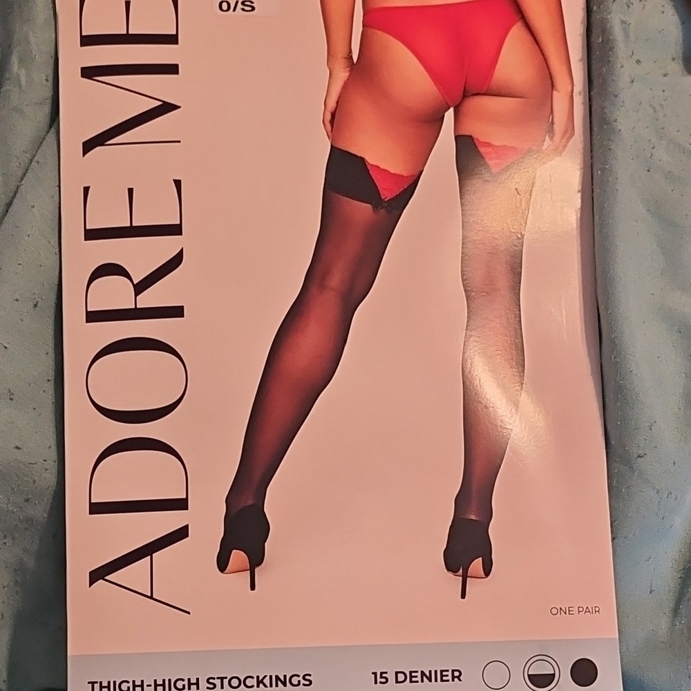 Adore Me Black Sheer Thigh-Highs